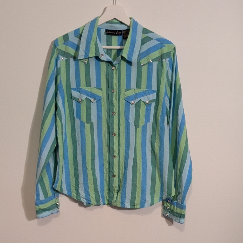 VINTAGE western button up with diamond studs